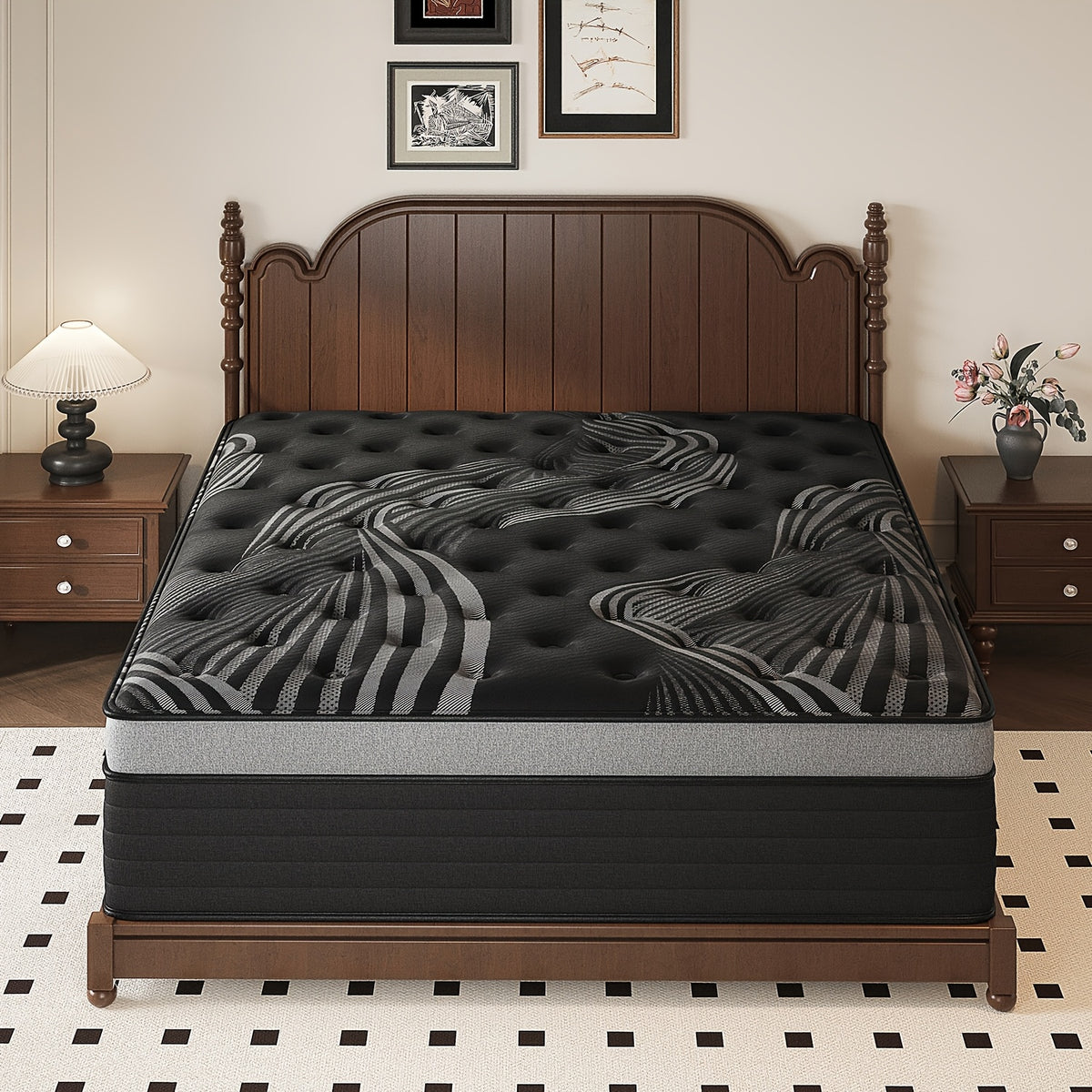 Pocket Spring Hybrid Mattress with Gel Memory Foam and Euro Top, Medium Firm 12 or 14 Inch Models with Twin, Full, Queen and King Size Selections