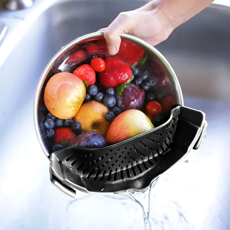 Clip-On Silicone Strainer with Metal Clip for Compatible Pots and Pans, Dishwasher-Safe Pasta and Vegetable Drainer, Listed 446°F Heat Resistance, Random Style