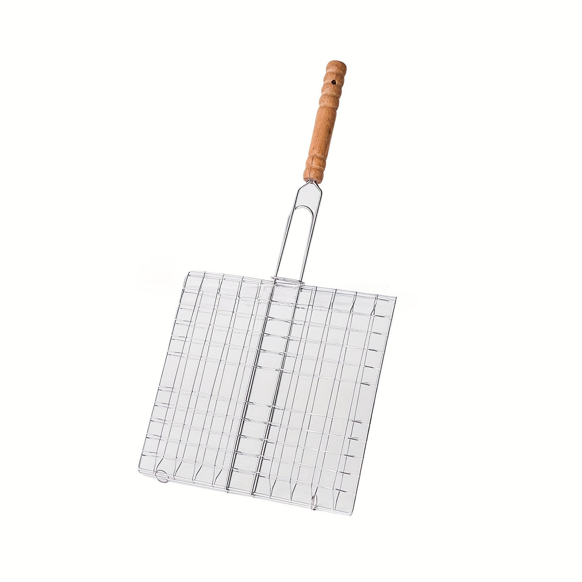 Barbecue Turning Basket for Meat, Steak, Shrimp and Vegetables, Single Metal Grill Accessory for Backyard Cookouts, Picnic Meals and Camping Cooking
