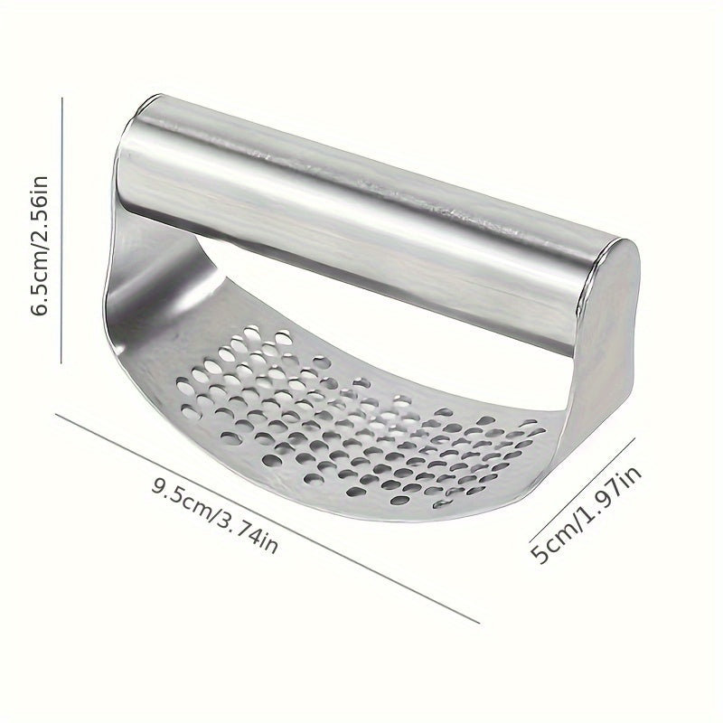 Arc-Shaped Garlic Press with Listed Stainless Steel Ring Design, Manual Garlic Masher for Homemade Sauces, Marinades and Everyday Kitchen Meal Preparation