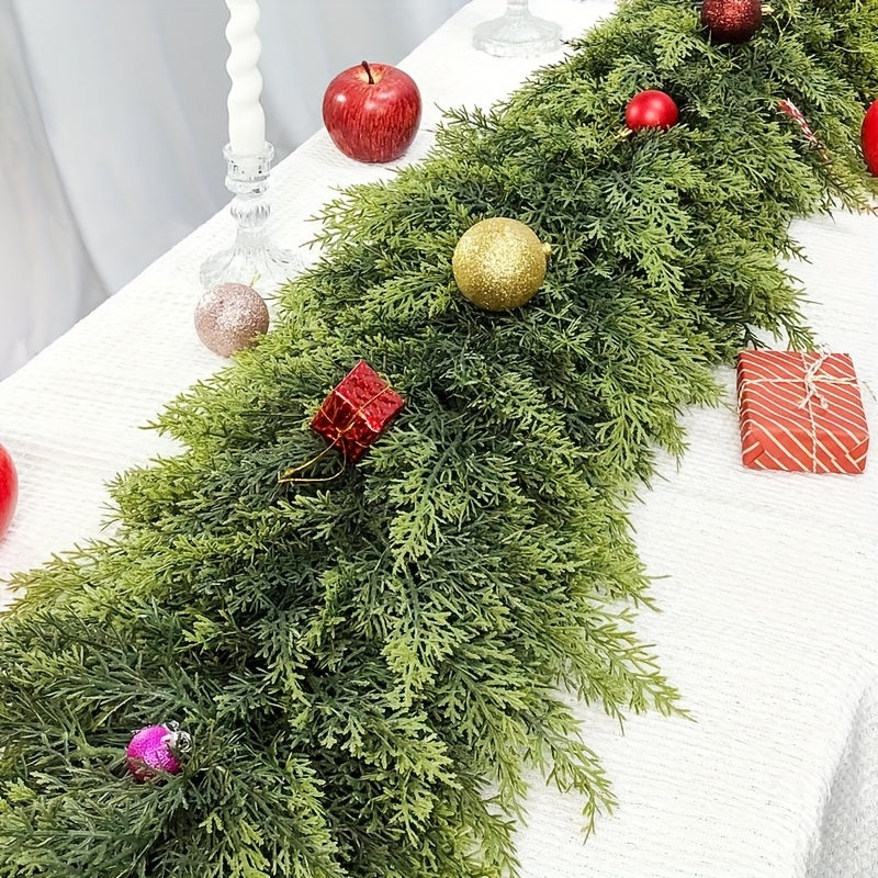 Norfolk Pine Garland by HMASYO, 6 FT Green Artificial Christmas Greenery with Listed 105 Branches and Real Touch Styling for Mantel and Table Displays