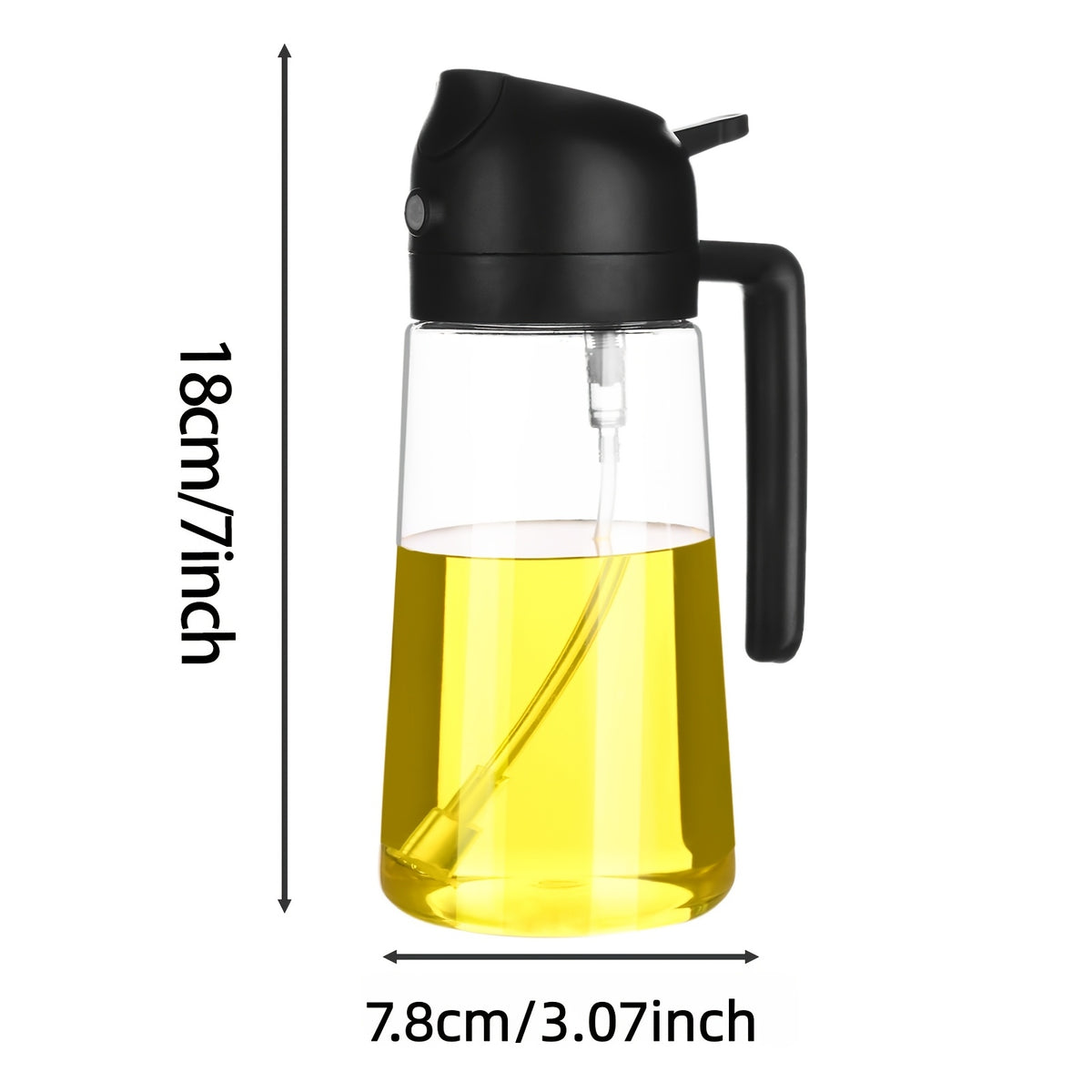 470ml Plastic Oil Spray Bottle with 2-in-1 Spray and Pour Design for Olive Oil, Kitchen Cooking, Grilling, Air Fryer Preparation, Baking and Salad Dressing