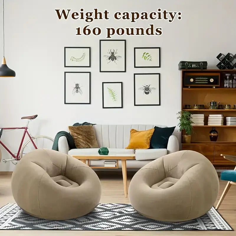 Round Lounge Sofa Chair, Single-Seat Ball Sofa in Dark Blue, Red or Brown for Living Room Relaxation, Office Breaks and Suitable Outdoor Picnic Setups