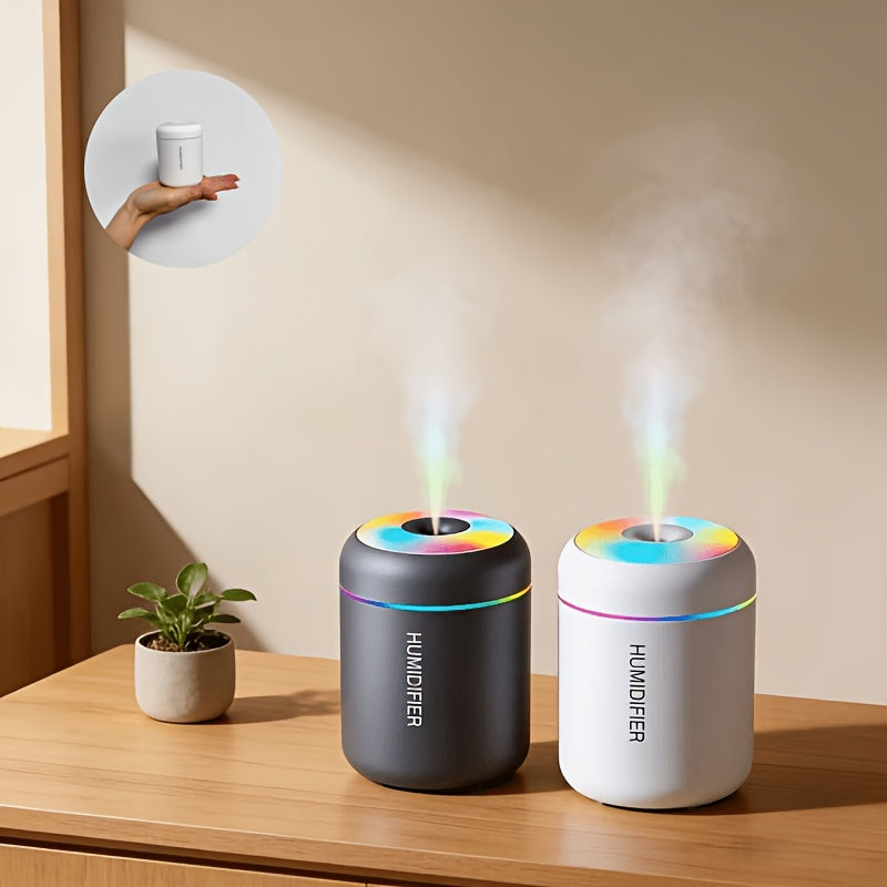 Cool Mist Aromatherapy Diffuser with 300ml Tank and Seven-Color LED Night Light, Black USB-Powered Humidifier for Bedroom, Desk and Home Office Atmosphere