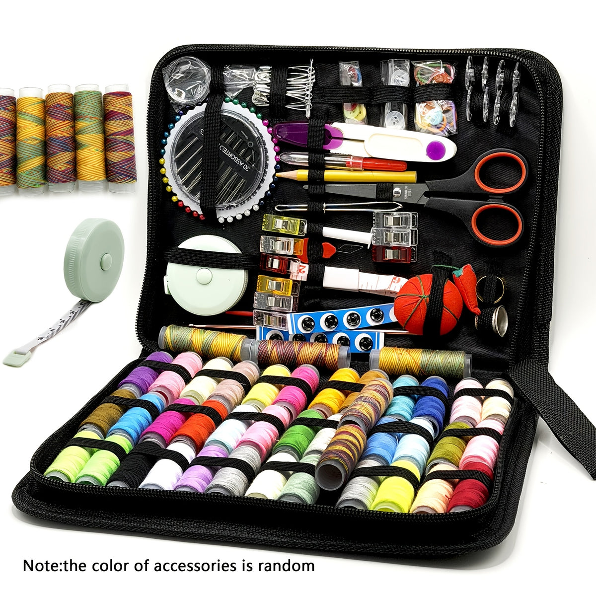 269-Piece Sewing Kit with Black Storage Case, Portable Thread, Needles, Scissors, Tape Measure and Pins for Adult Beginners, Travel and Home Mending