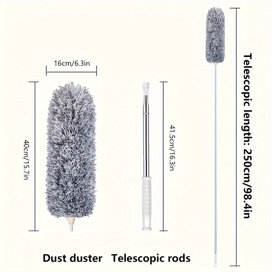 Retractable Ceiling Fan Duster with Bendable Head, Single Reusable Washable Dusting Brush in 55.12inch or 98.43inch Options for Furniture and Home Cleaning