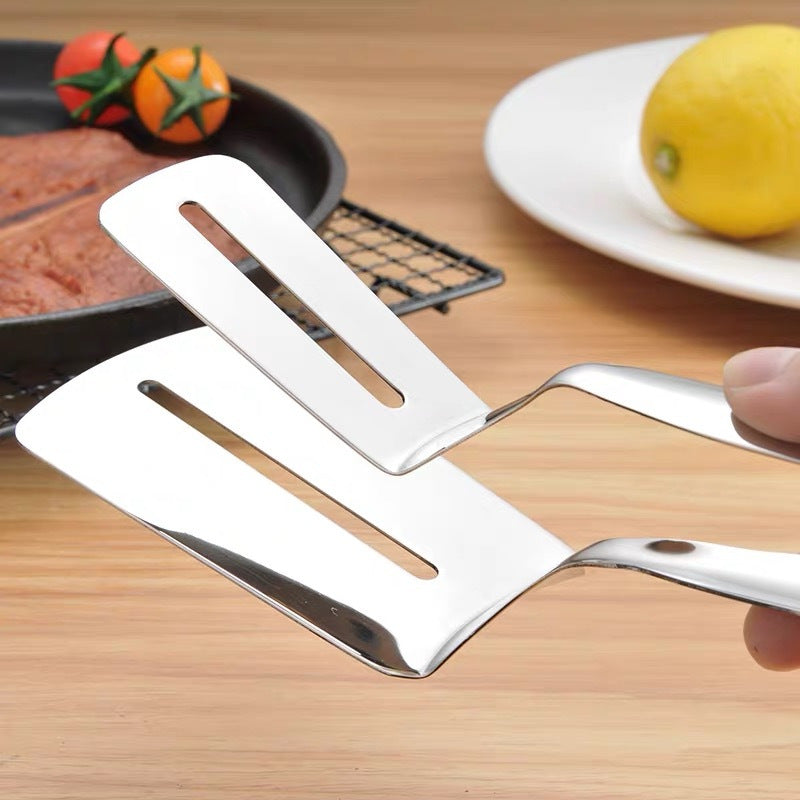 Stainless Steel Fish Spatula Tongs, Single-Piece Shovel Clamp Kitchen Utensil for Handling Compatible Fried Fish and Steak Portions During Meal Preparation