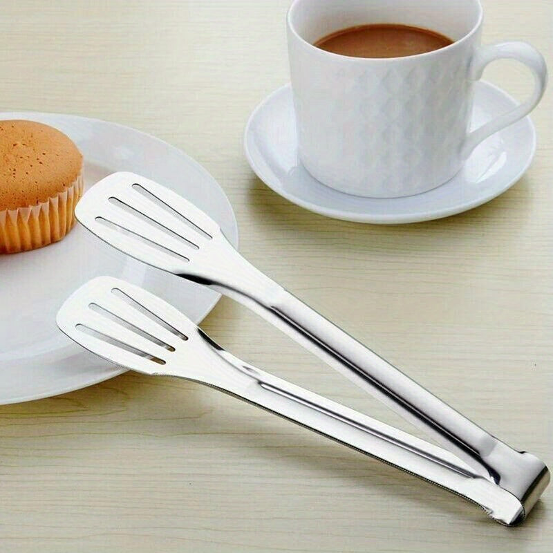 Stainless Steel Food Tongs, Single Kitchen Clip for Bread and Steak Handling, Hot Pot Serving and Barbecue Meal Preparation at Home or Outdoor Cookouts