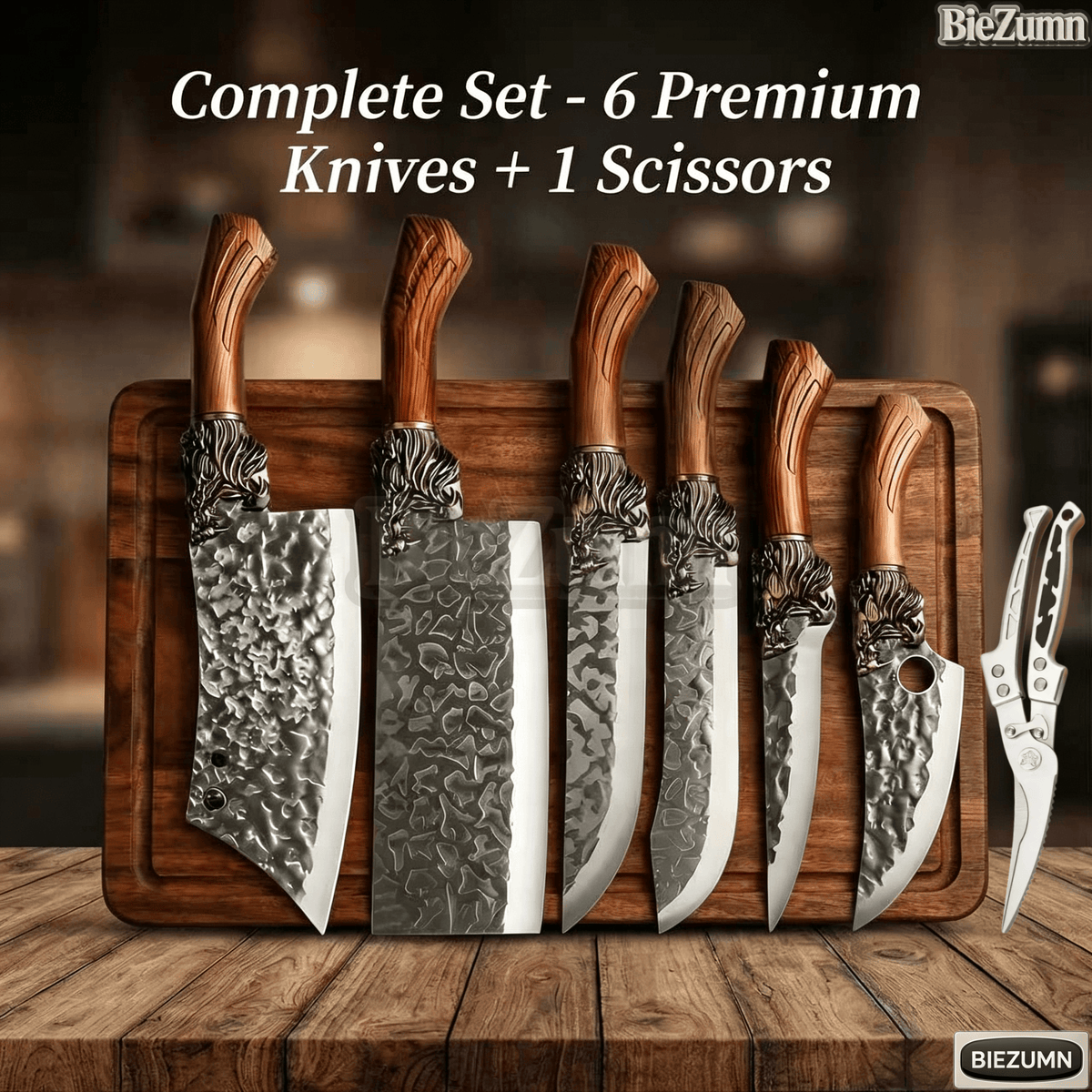 Nonstick Kitchen Knife Set with Stainless Steel Blades, Listed 15-Piece Collection with Wooden Block, Scissors and Lightweight Handles for Home Meal Prep