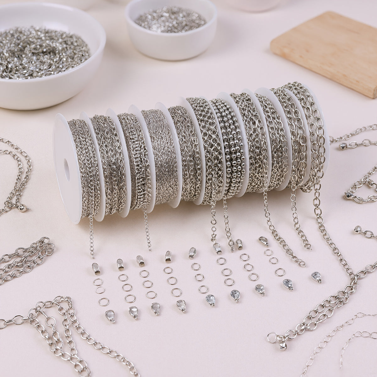 Assorted Jewelry Making Chains in 10 Styles, Stainless Steel Chain Supplies in Golden or Silvery Colors for DIY Necklaces, Bracelets and Handmade Accessories