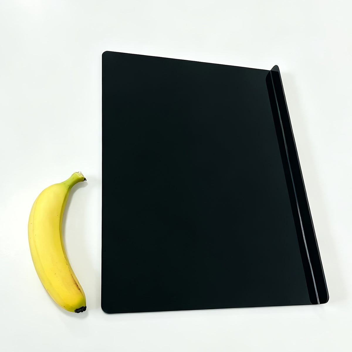 Black Cutting Board with Counter Lip, PET Kitchen Prep Board with Listed 2cm Edge and Four Non-Slip Pads for Countertop Slicing and Everyday Food Preparation