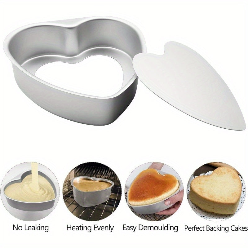 Heart Shaped Cake Pans in Aluminum with Nonstick Finish and Removable Bottom, 2 or 4-Piece Options for Valentine's Day, Weddings, Birthdays and Anniversaries