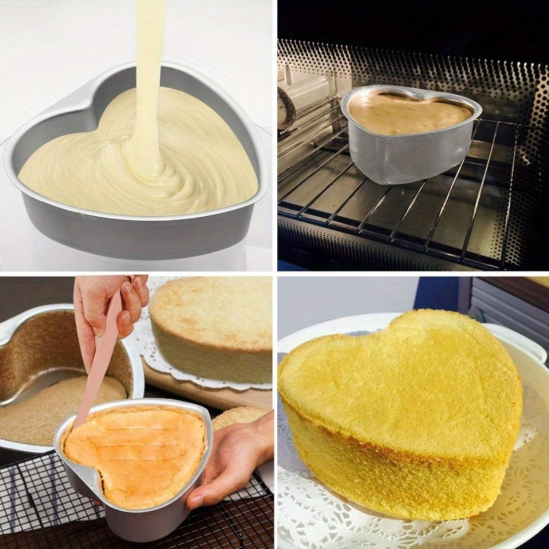 Heart Shaped Cake Pans in Aluminum with Nonstick Finish and Removable Bottom, 2 or 4-Piece Options for Valentine's Day, Weddings, Birthdays and Anniversaries