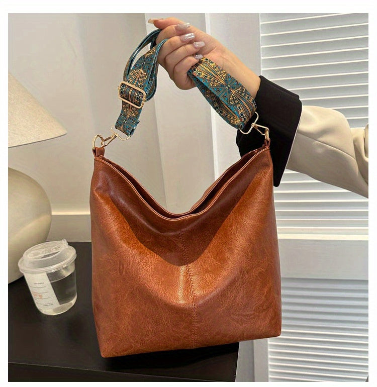 Bohemian Hobo Crossbody Bag for Women with Geometric Strap and Hamsa Hand/Evil Eye Pendant, Large-Capacity Retro Shoulder Handbag in 11 Colors