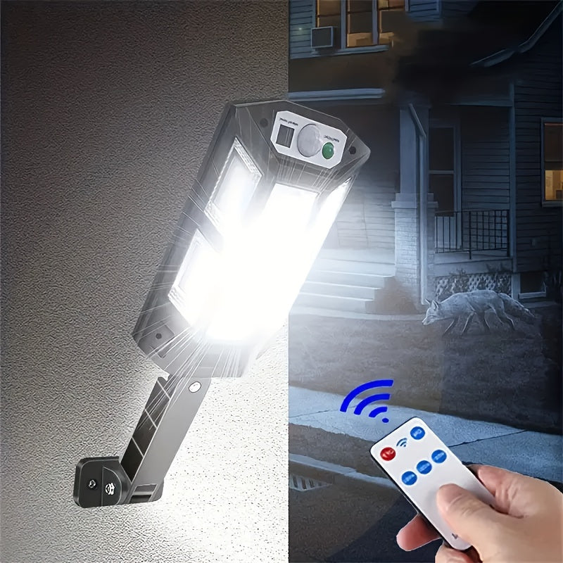 6500K Solar LED Wall Light with Motion Sensor, Remote Control and 3 Lighting Modes, 3000mAh Battery, Black Single or 2-Pack Options for Garden and Yard