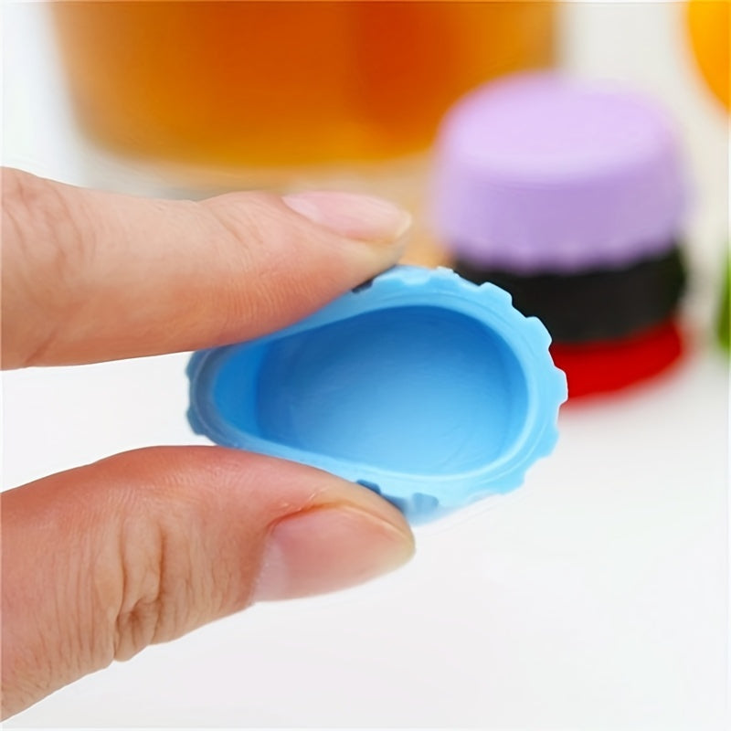Reusable Silicone Bottle Caps Set of 6, Colorful Bottle Covers for Compatible Wine, Beer and Vinegar Bottles, Practical Kitchen Beverage Storage Accessories