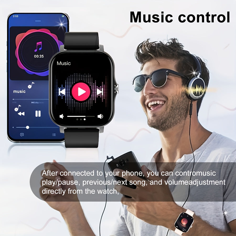 Silvery Touchscreen Smartwatch with 1.83-Inch Display, TPU Strap, USB Rechargeable Design, Multi-Sport Modes and Wireless Call and Message Reminders