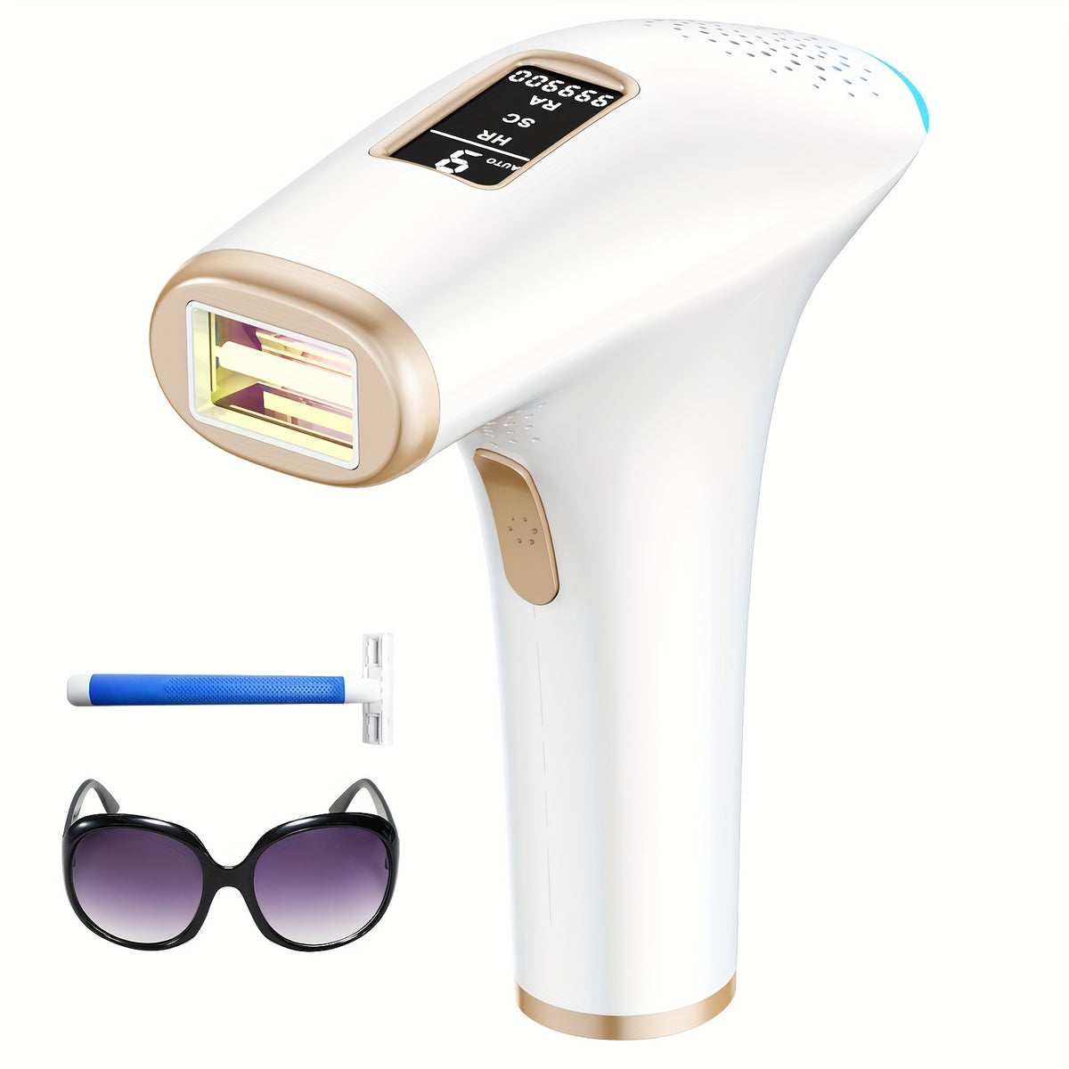IPL Hair Removal Device with Nine Adjustable Intensity Levels, Listed 5cm² Light Window and Manual or Automatic Operation in White for At-Home Beauty Routines