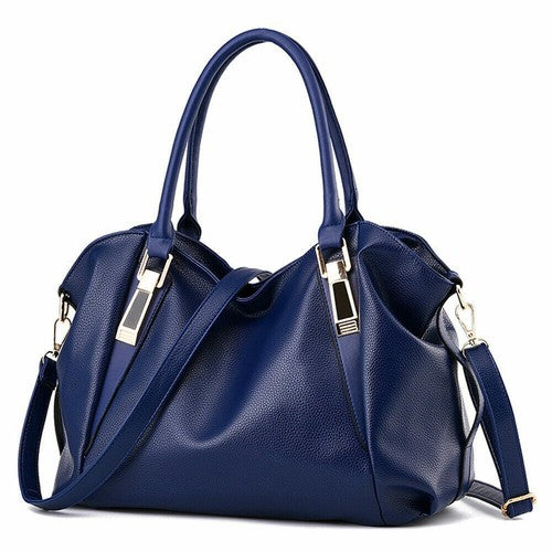 Three-Way Carry Tote Bag with Multiple Compartments and Zippered Pocket, Handheld, Shoulder or Crossbody Handbag in Black, Blue, Wine Red or Pink for Daily Outings