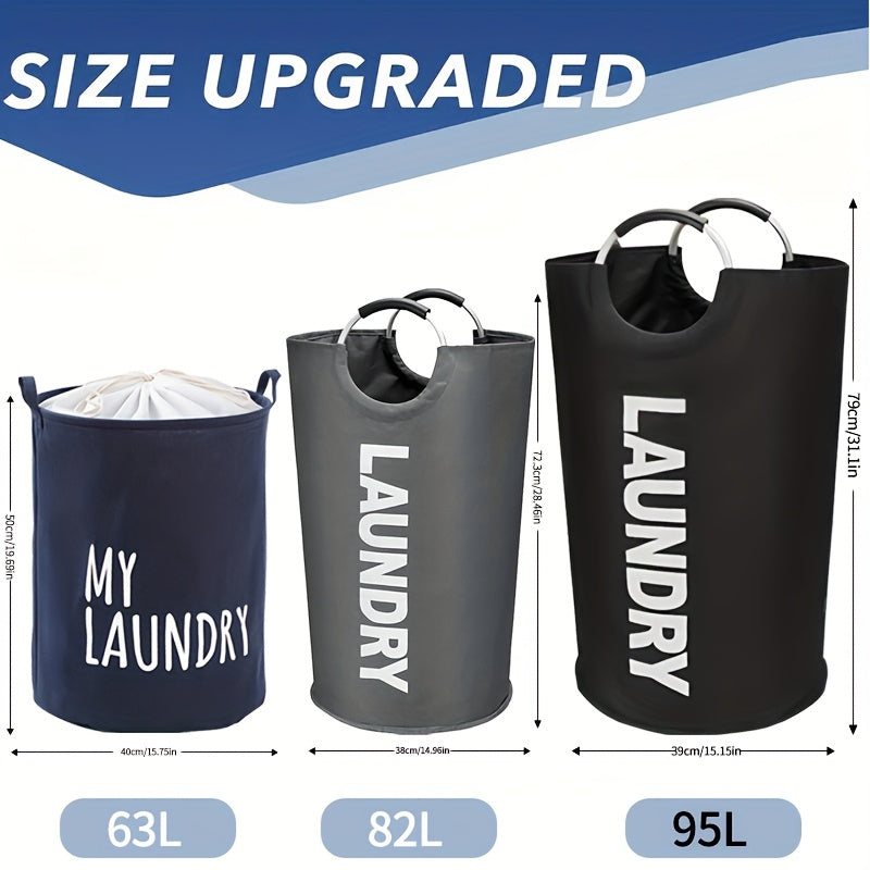 Half-Ring Handle Laundry Basket, Foldable Fabric Clothes Hamper in 16.64, 21.66 or 25.1 gal Options for Bedroom and Laundry Room Organization