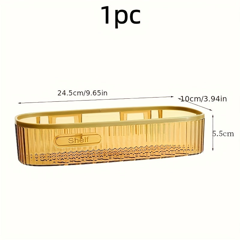 Acrylic Bathroom Shelf, Single Wall-Mounted Floating Organizer for Toiletries Near the Sink or Toilet, Green-ty and Amber-ty Color Options