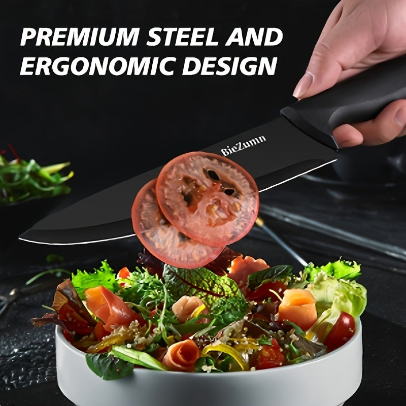 BieZumn Kitchen Knife Set with Black 3-Piece or 14-Piece Options for Everyday Home Cooking, Fruit Preparation and Meal Prep, Multi-Purpose Kitchen Cutlery Selection