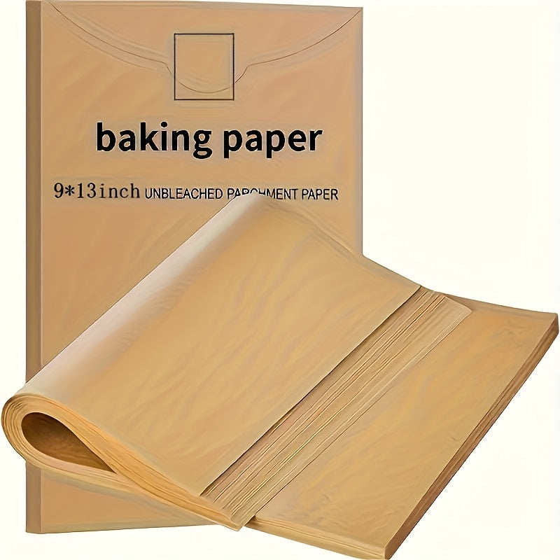 9 x 13 Inch Parchment Paper Sheets, 50-Pack Pre-Cut Unbleached Nonstick Baking Liners for Compatible Pans, Home Cookie Batches and Kitchen Preparation