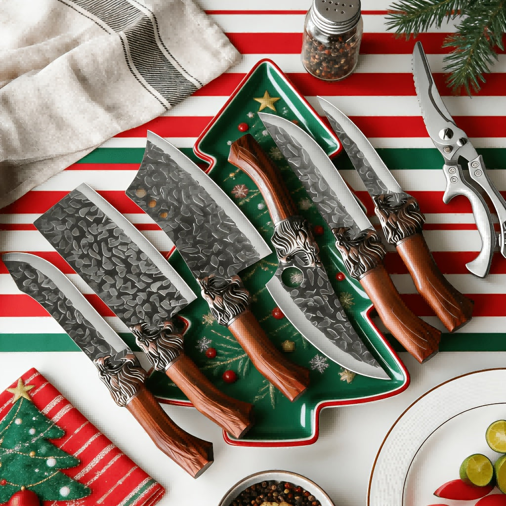 Meat and Fish Knife Set, Listed 7-Piece Kitchen Collection with 301 Stainless Steel Blades, Plastic Handles and Scissors for Boning, Slicing and Carving