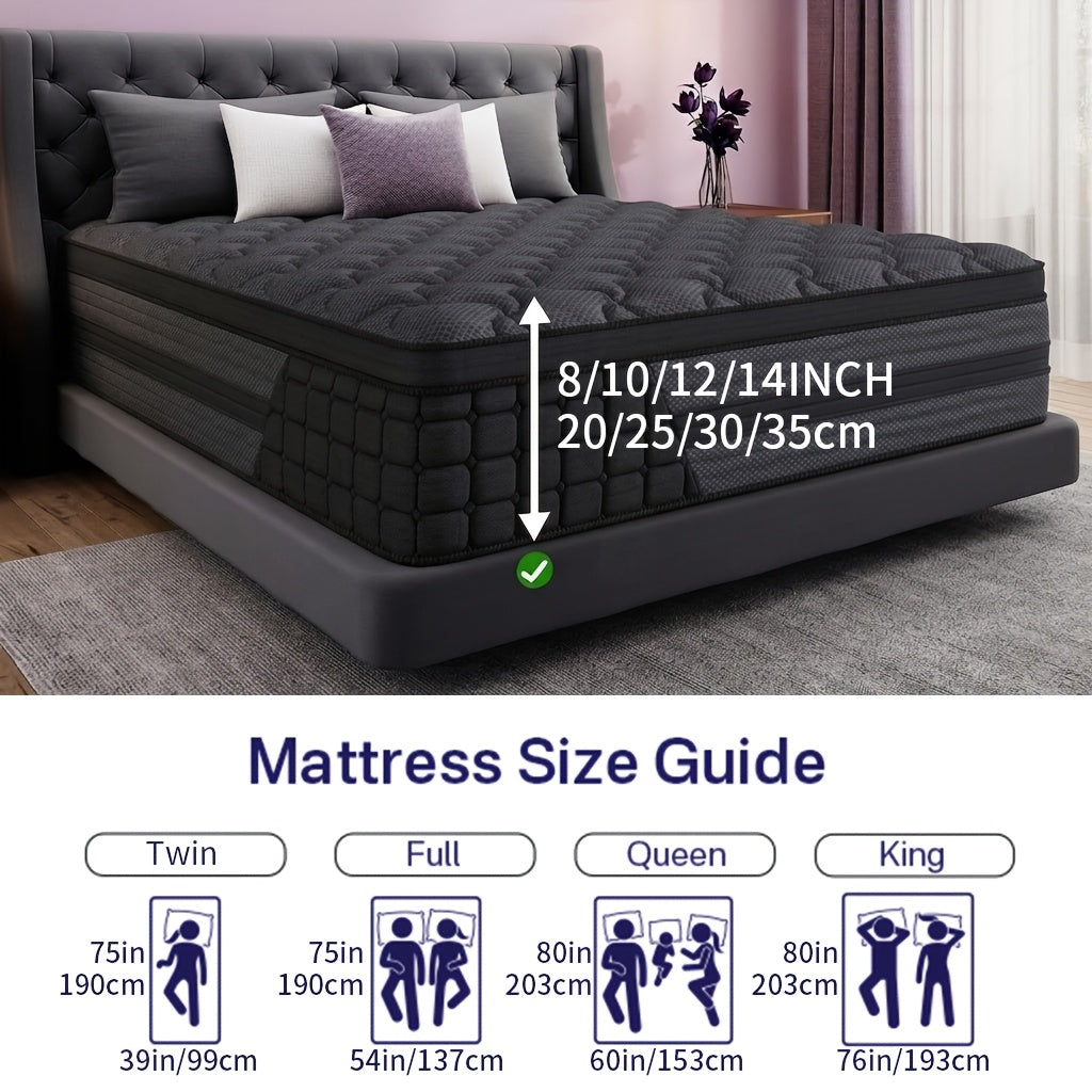 European Top Gel Memory Foam Mattress with Listed Medium Firm Feel, 8, 10, 12 and 14-Inch Model Options in Twin, Full, Queen and King Sizes
