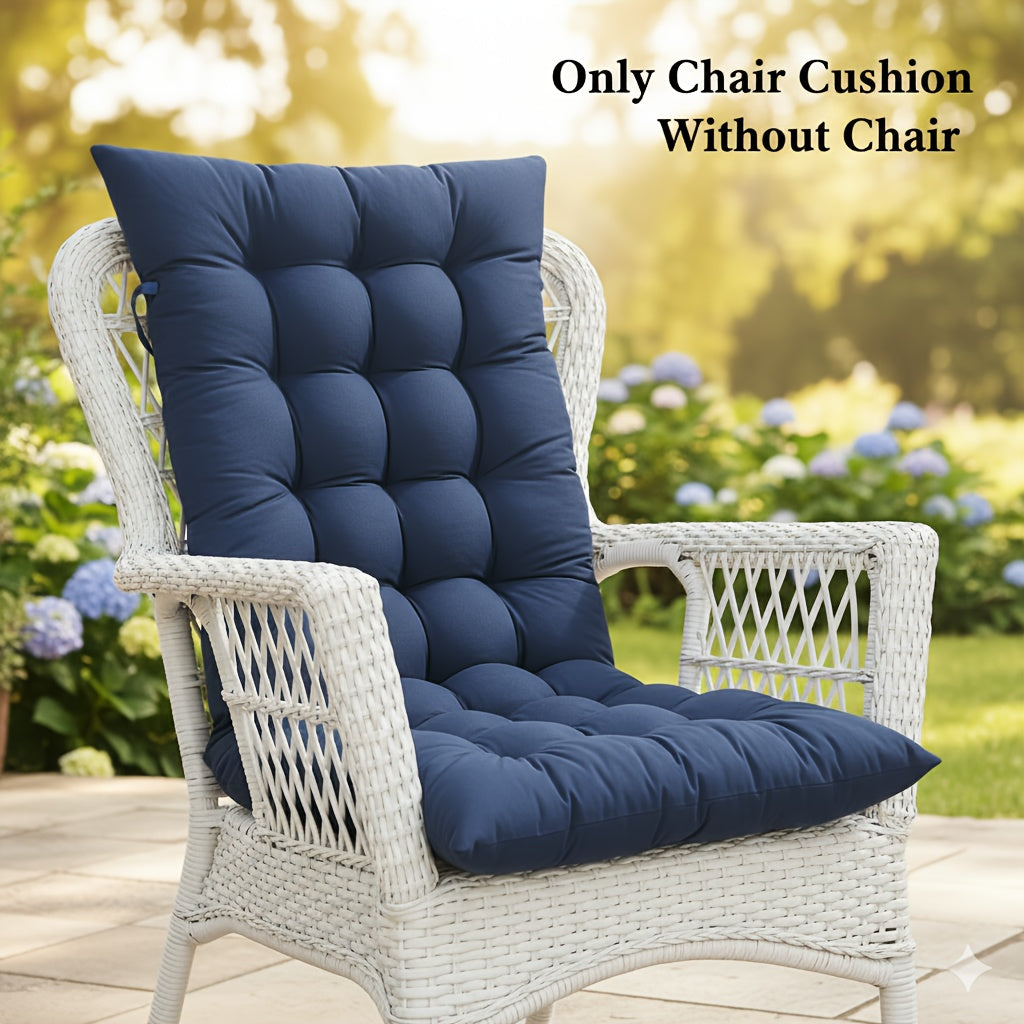 Tufted Rocking Chair Cushion, One-Piece Seat and Back Pad with Ties, 18.9 x 47 Inches for Compatible Recliner Seating in Five Color Options