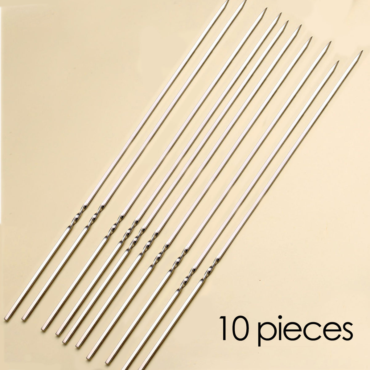 Reusable Stainless Steel BBQ Skewers for Shish Kebabs, Metal Grilling Sticks in 10pieces and 10pieces*2 Options for Backyard Barbecues and Camping