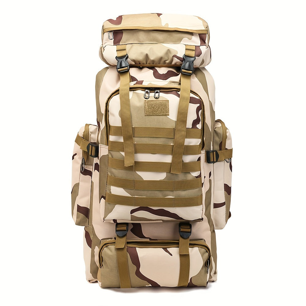Hiking Backpack with Listed Flag Patch and Large-Capacity Rucksack Design, Seven Solid Color and Camouflage Options for Camping Gear and Outdoor Travel