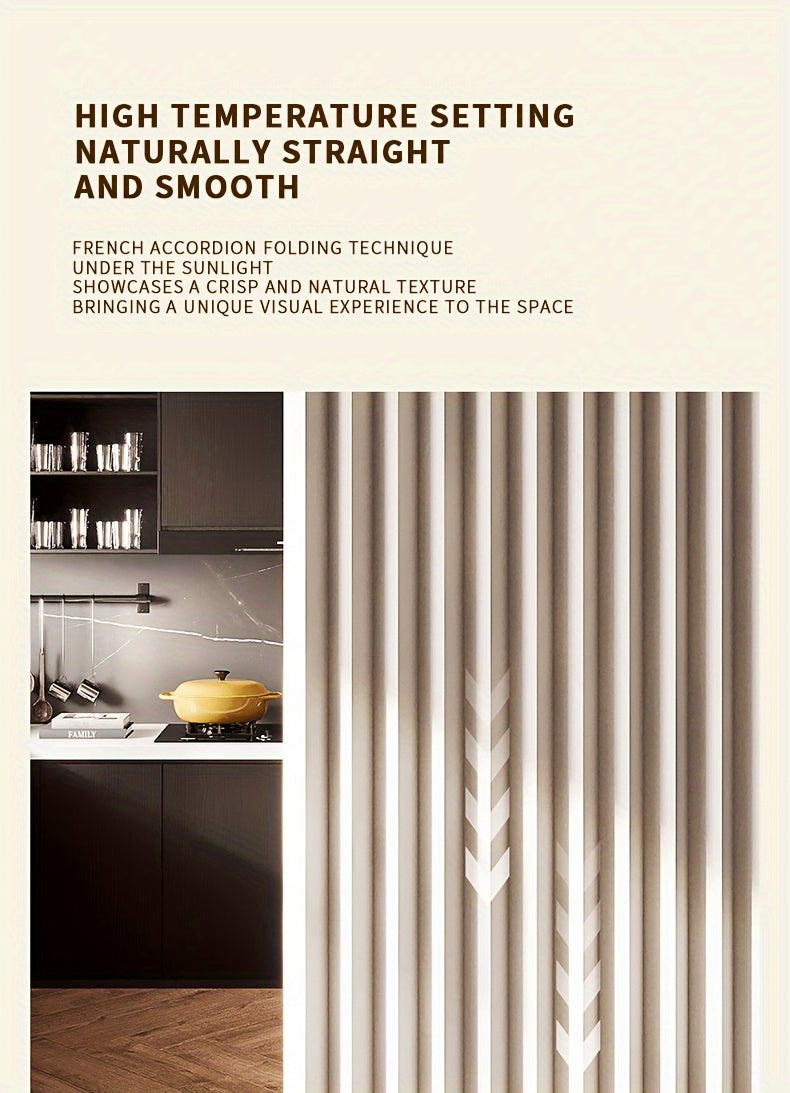 Accordion Door Curtain in Polyester with Hooks and Storage Straps, Foldable Room Divider Panel in Four Colors and Two Unfolded Sizes for Home Interiors