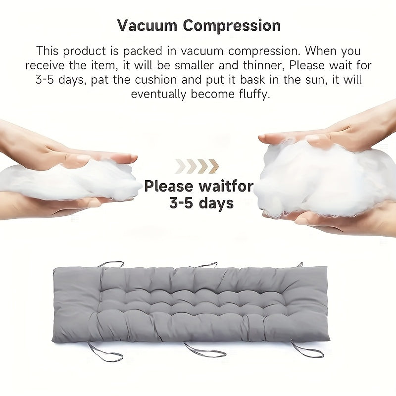 Tufted Rocking Chair Cushion, One-Piece Seat and Back Pad with Ties, 18.9 x 47 Inches for Compatible Recliner Seating in Five Color Options