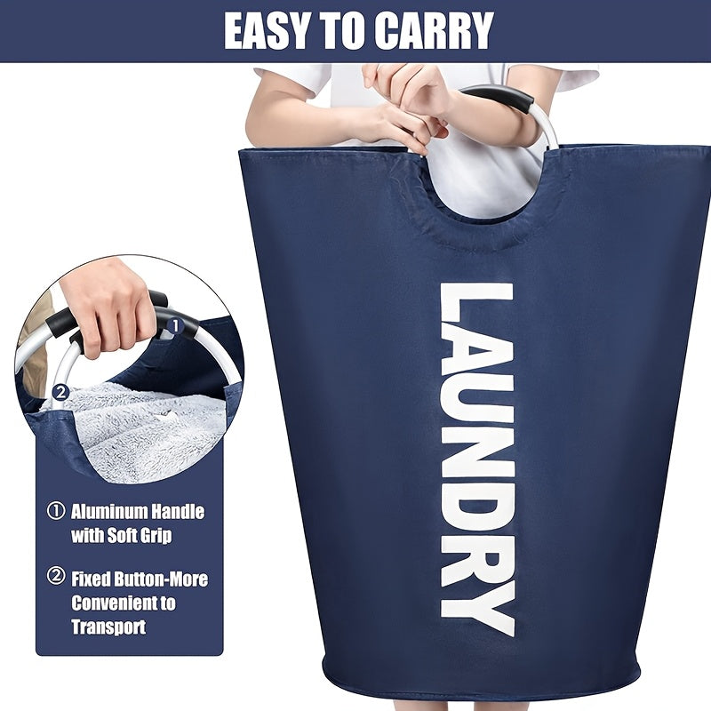 Half-Ring Handle Laundry Basket, Foldable Fabric Clothes Hamper in 16.64, 21.66 or 25.1 gal Options for Bedroom and Laundry Room Organization