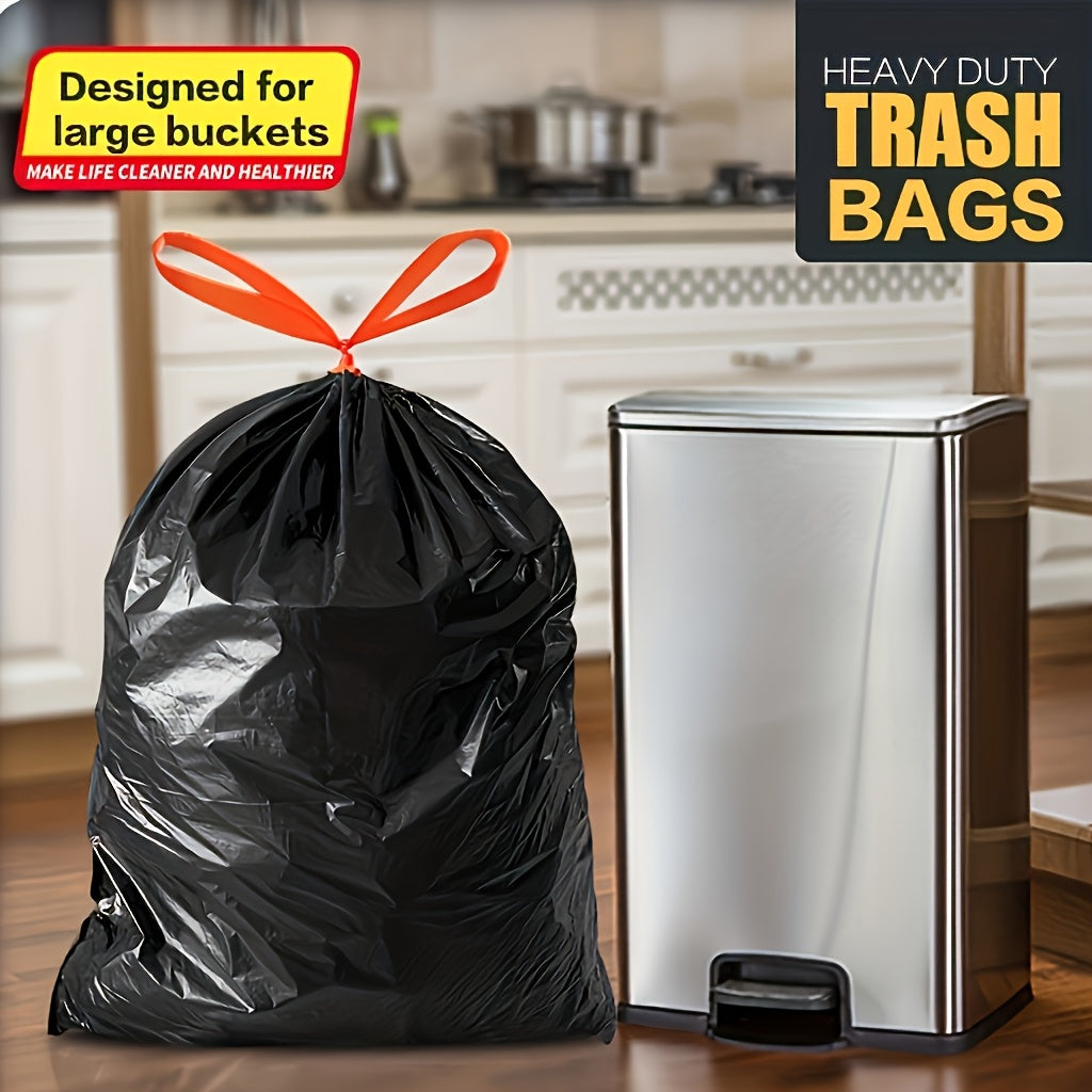 35 Gallon Black Trash Bags, 10-Count Single Roll of Polyethylene Garbage Liners for Compatible Large Bins, Household Cleanup, Hotel and Supermarket Use