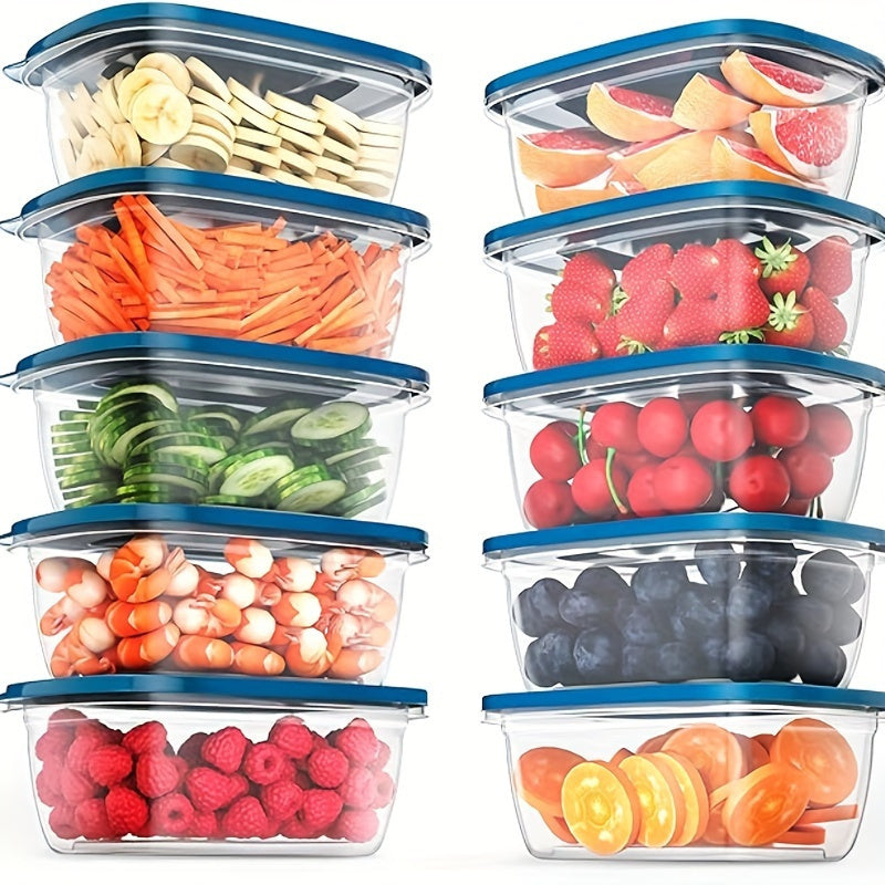 Transparent Plastic Food Storage Set with Random Lid Colors, Listed Six-Piece Reusable Stackable Kitchen Containers for Rice, Grains, Fruit and Vegetables