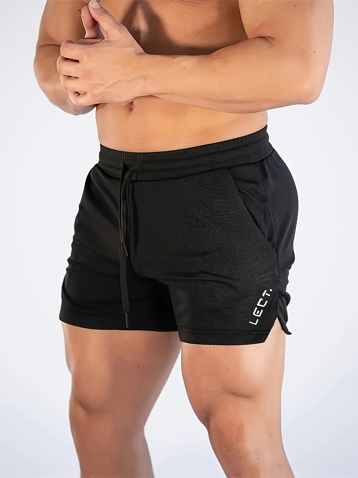 Men's Three-Quarter Fitness Shorts with Slim Stretch Styling, Lightweight Workout Pants for Running and Gym Routines in Black, Grey or Olive Green, S–XL