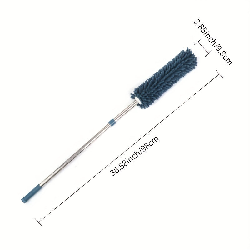 Chenille Telescopic Duster with Extendable Pole and Detachable Washable Head for Furniture, Ceiling Fans, Windows, Office and Car Interior Dusting