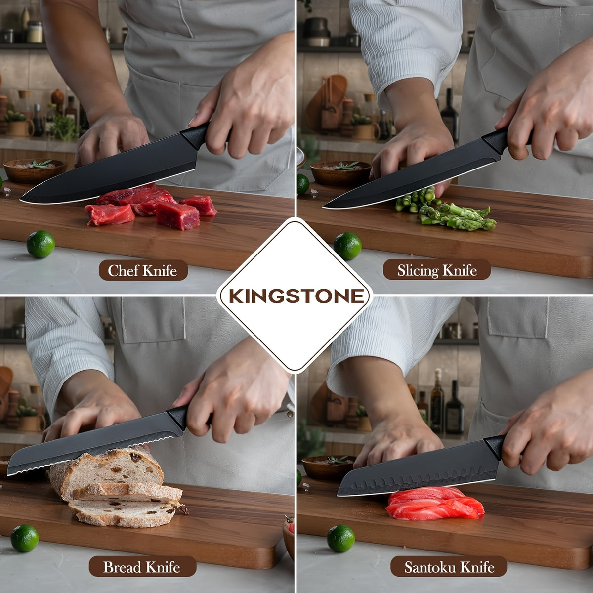 Kitchen Knife Set with Black Storage Block, Listed 15-Piece Collection with Chef's Knife, Kitchen Shears and High Carbon Stainless Steel for Home Meal Preparation
