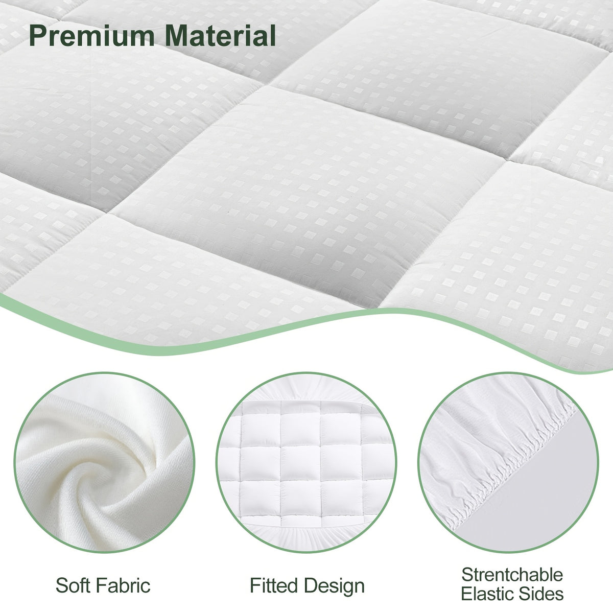 Pillow Top Mattress Pad with Deep Pocket Cover and Listed 7D Spiral Fiber Filling, Twin to California King Bedding with Multiple Color and Bamboo-Labeled Options