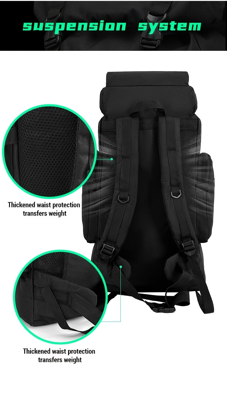 Hiking Backpack with Listed Flag Patch and Large-Capacity Rucksack Design, Seven Solid Color and Camouflage Options for Camping Gear and Outdoor Travel