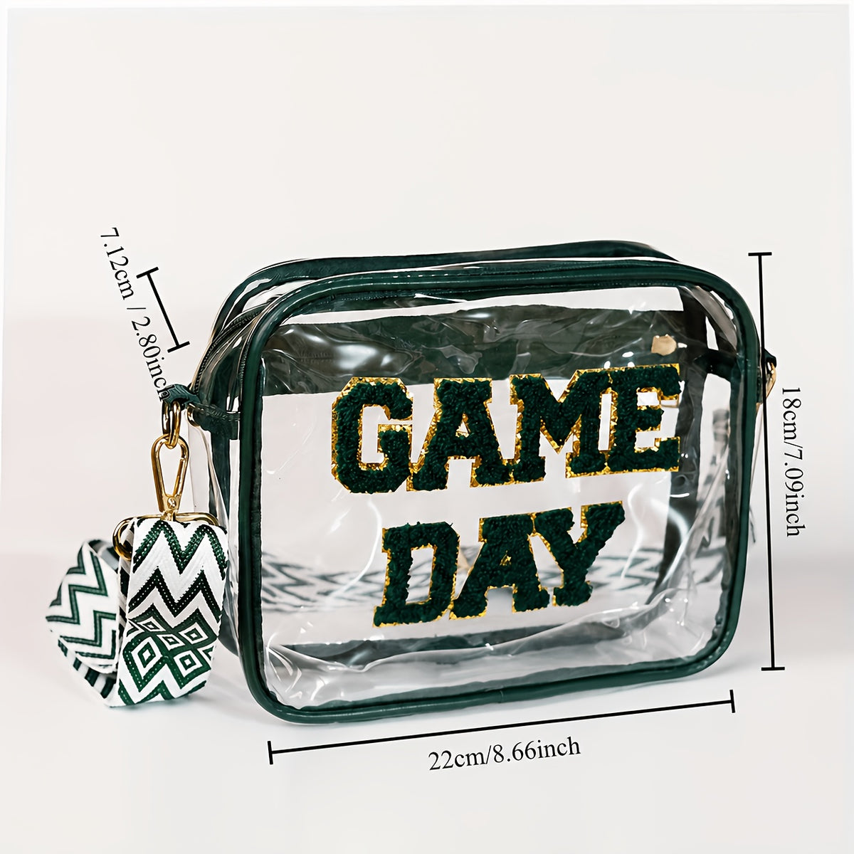 Clear Crossbody Bag with Listed PVC Transparent Body and Eight Color Options for Game Day Outfits, Concert Visits, Sports Events and Tailgating Plans