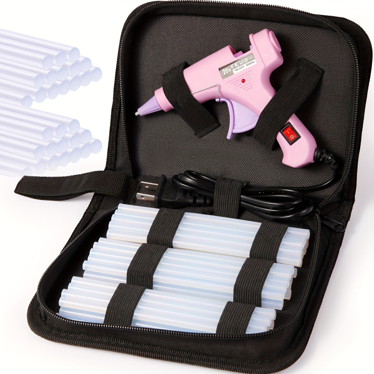 Hot Glue Gun Kit 30W with 30 Glue Sticks, 7 x 150mm Hot Melt Adhesive Tool in Seven Color Options for DIY Crafts, Handmade Decorations and Small Home Repairs