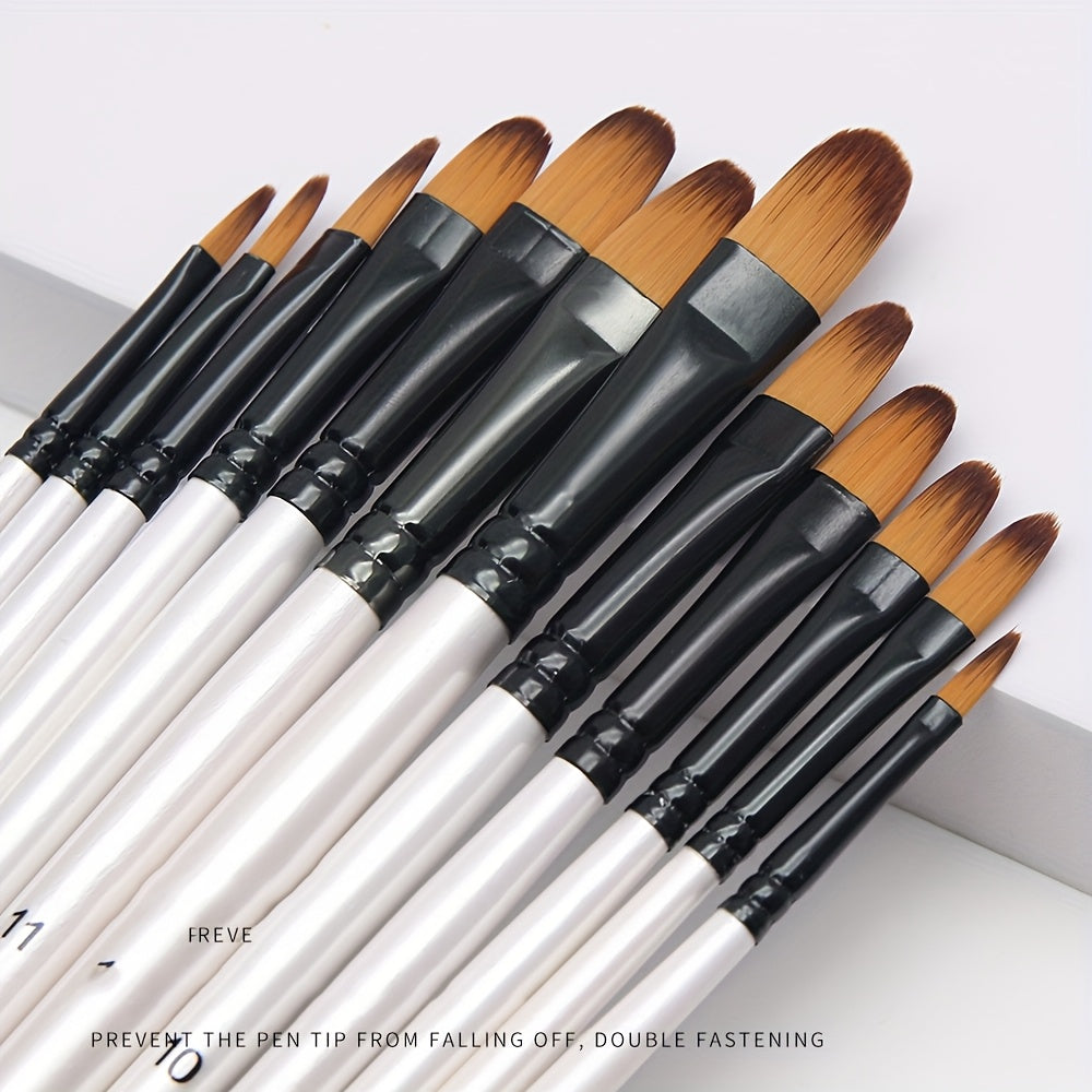 Artist Paint Brush Set 48 Pieces with Nylon Bristles and Wooden Handles, Listed Round, Filbert, Flat and Angled Tips for Watercolor, Oil Painting and Creative DIY Crafts