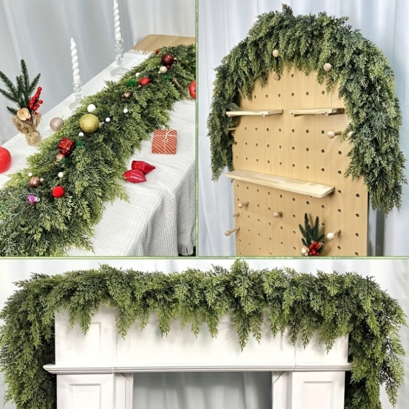 Norfolk Pine Garland by HMASYO, 6 FT Green Artificial Christmas Greenery with Listed 105 Branches and Real Touch Styling for Mantel and Table Displays