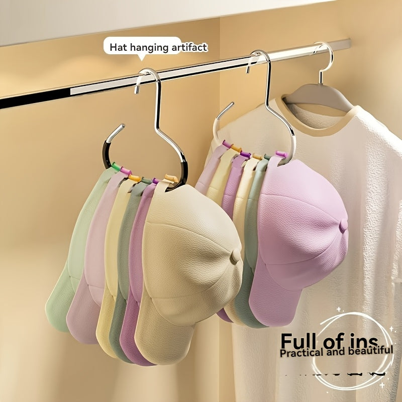 Wardrobe Hat Storage Hanger with Listed Eight-Hat Capacity, Hanging Baseball Cap Organizer for Home Closets and Dorm Rooms in Black or 1pair-white Options