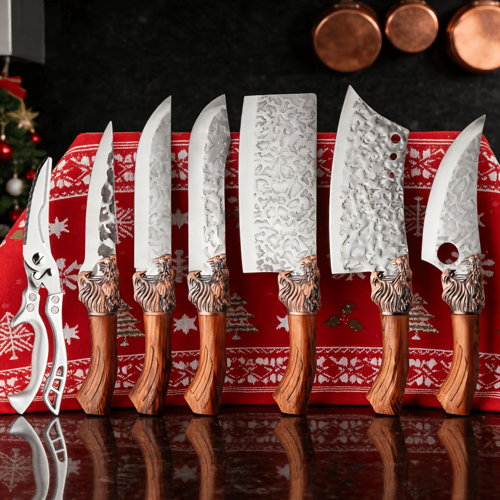 Meat and Fish Knife Set, Listed 7-Piece Kitchen Collection with 301 Stainless Steel Blades, Plastic Handles and Scissors for Boning, Slicing and Carving