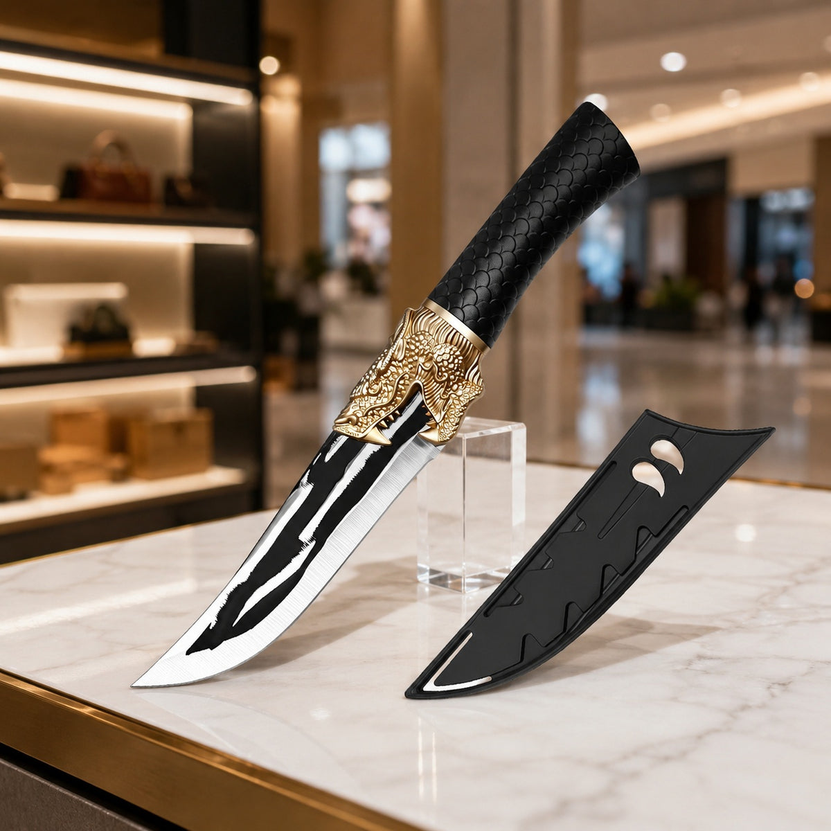 Assorted Cooking Knife Selection with Listed Protective Sheaths, Model A-H Options for Home Kitchen Food Preparation, BBQ and Outdoor Meal Prep