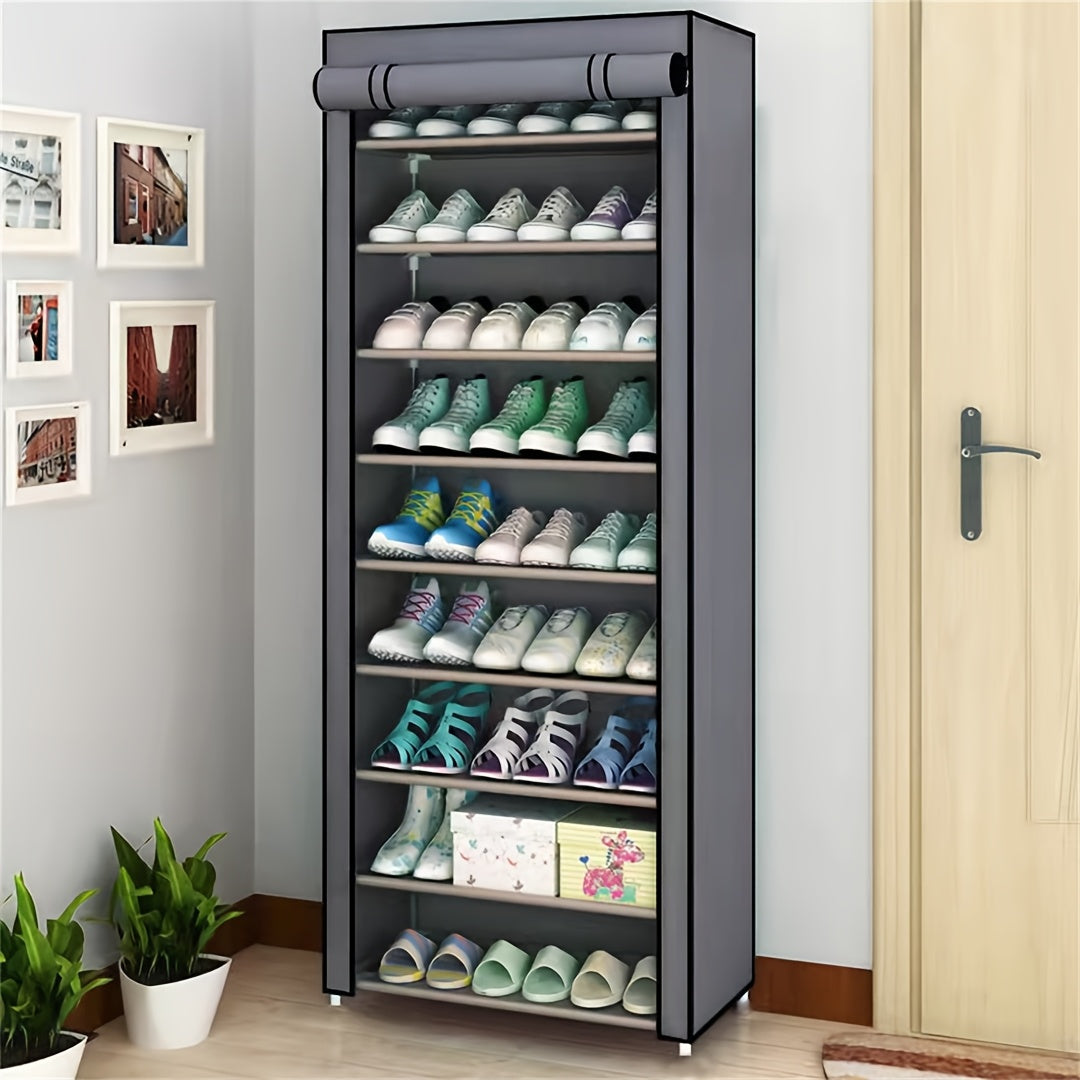 Non-Woven Shoe Cabinet with 10-Layer Storage and Narrow Space-Saving Design for Entryway, Closet, Bedroom and Dorm Footwear Organization